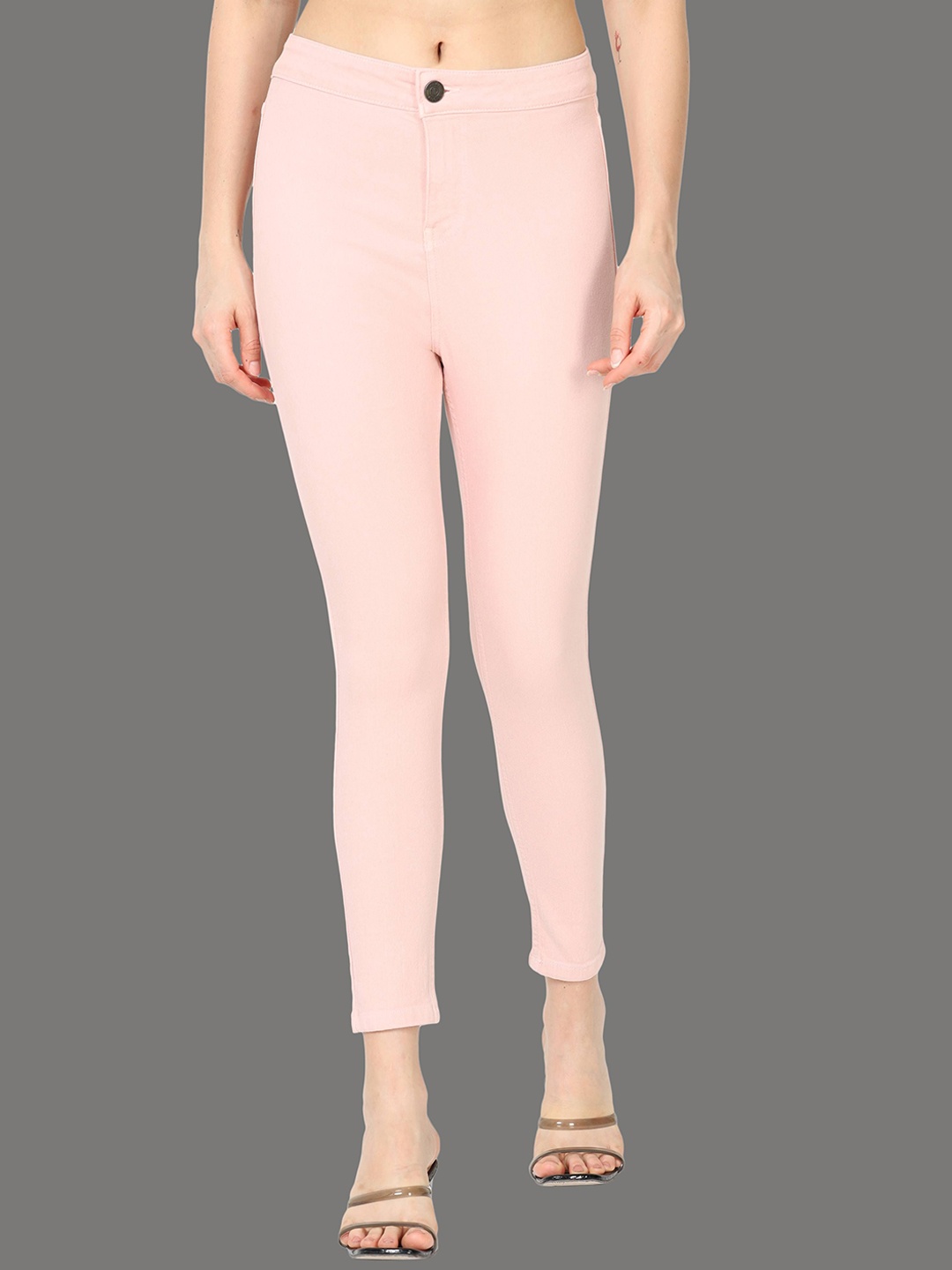 

URBAN POCHE Women Skin Tight Skinny Fit High-Rise Jeans, Pink