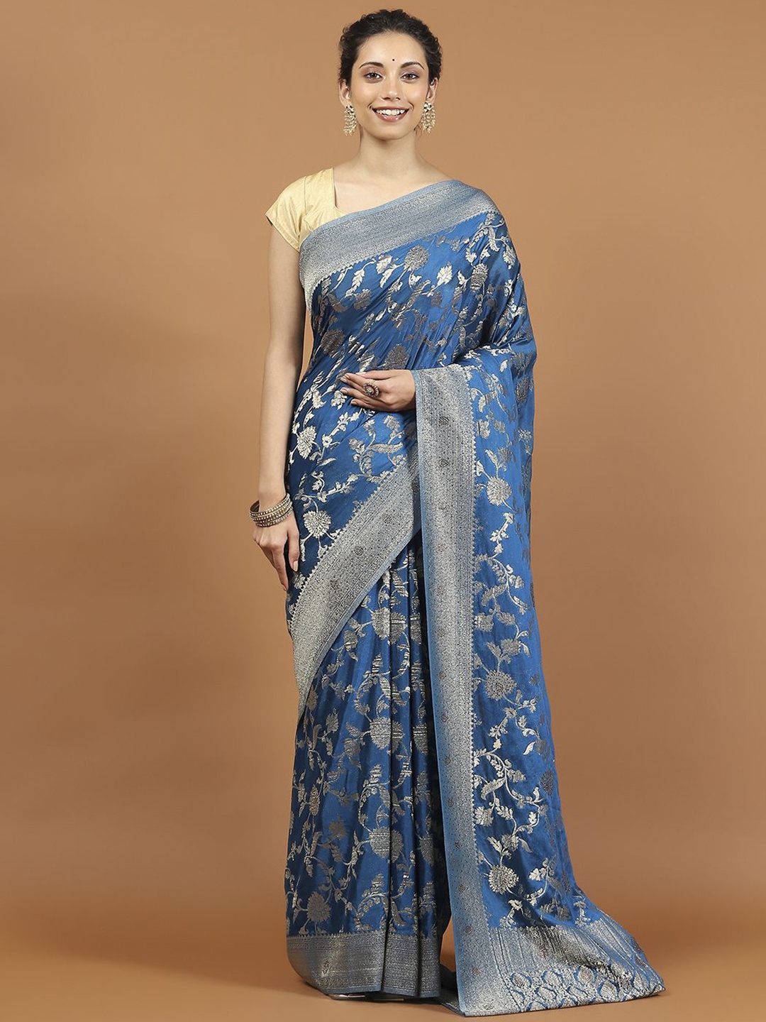 

Meena Bazaar Poly Georgette Saree, Blue