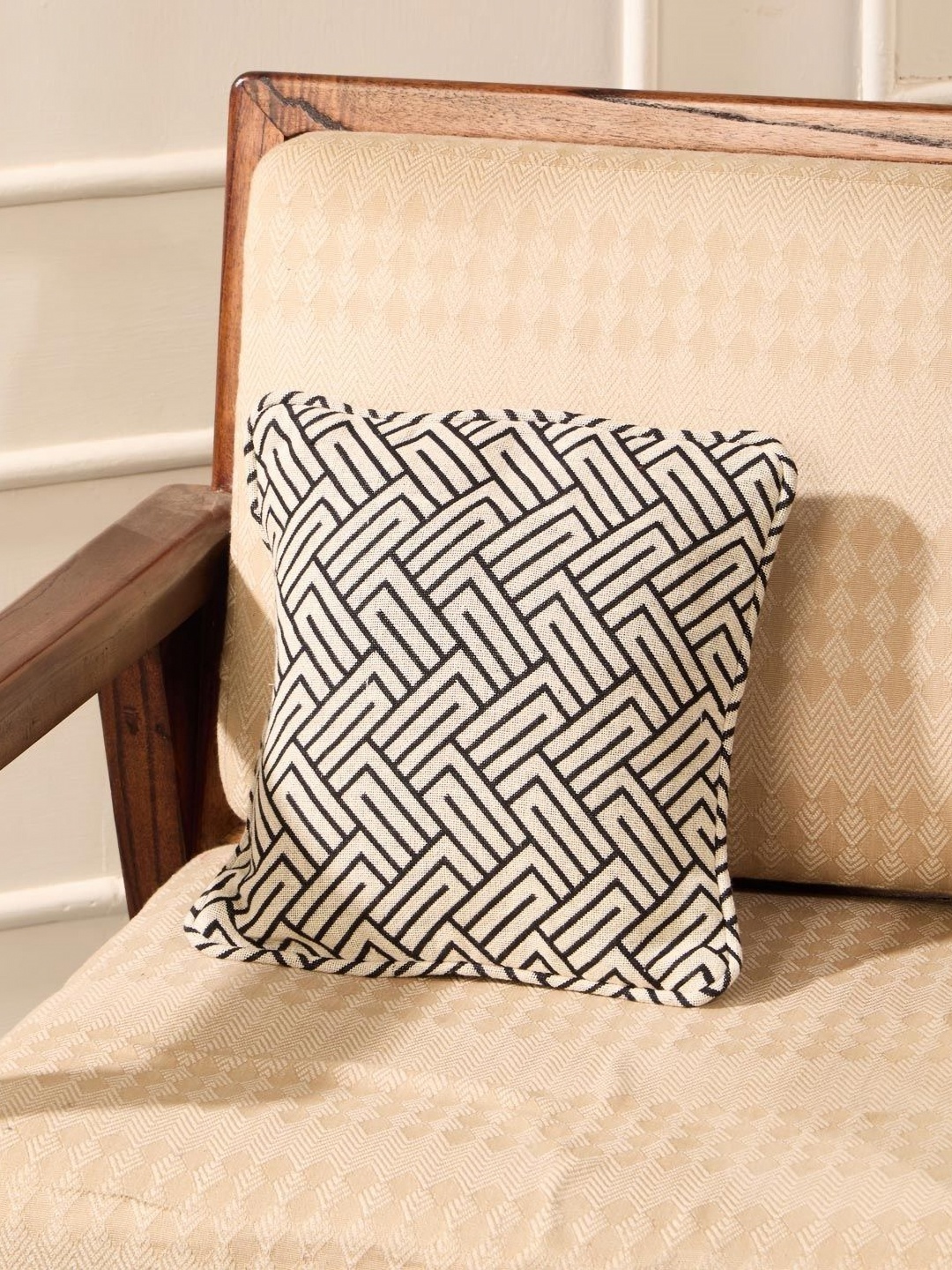 

Fabindia White & Black Geometric Square Cushion Covers