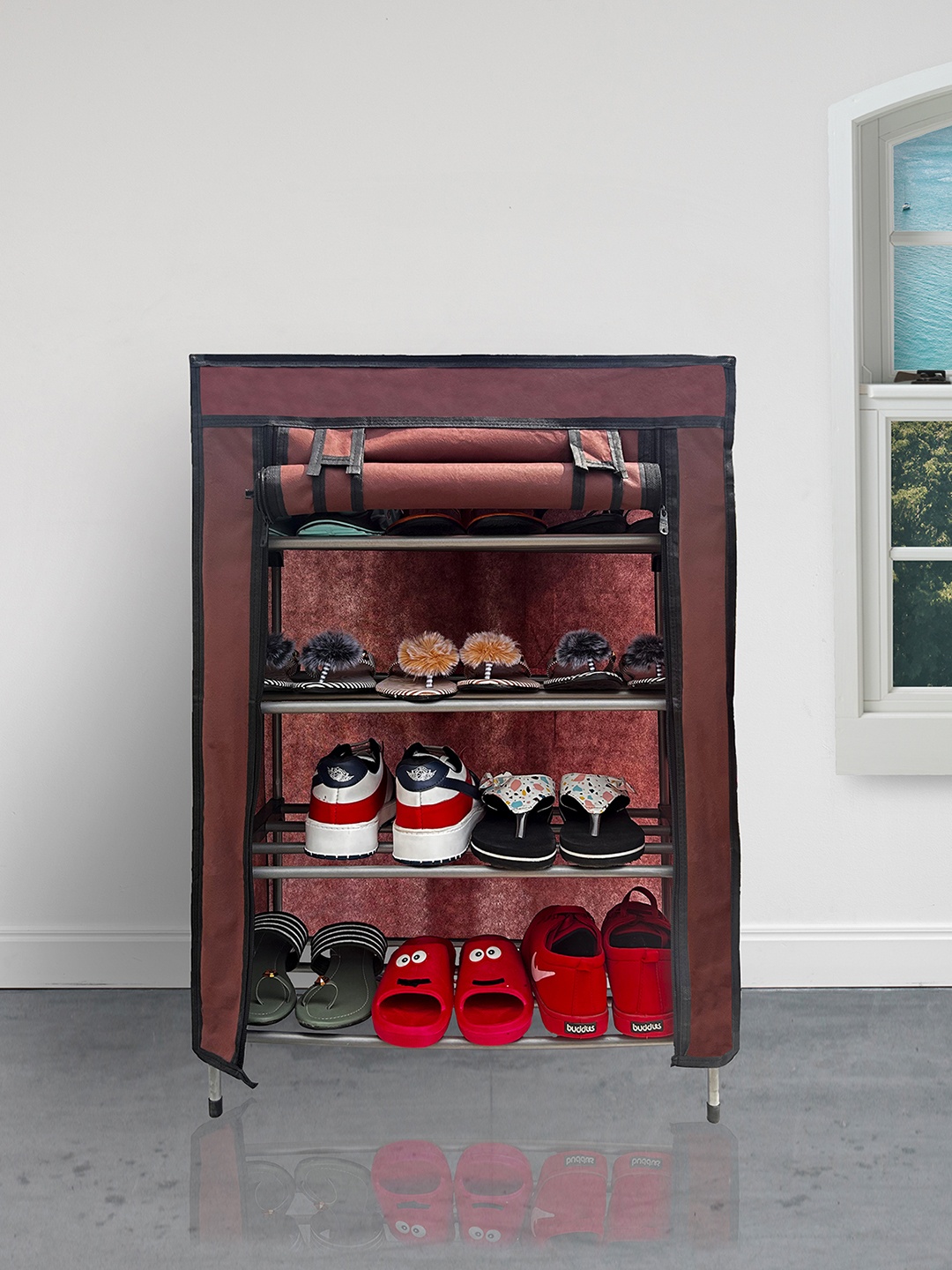 

Rmerchants Brown 4 Tiers CollapsibleWardrobe