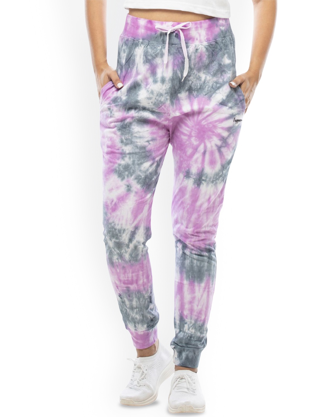 

LAPPEN FASHION Women Tie & Dye Cotton Mid-Rise Joggers, Purple