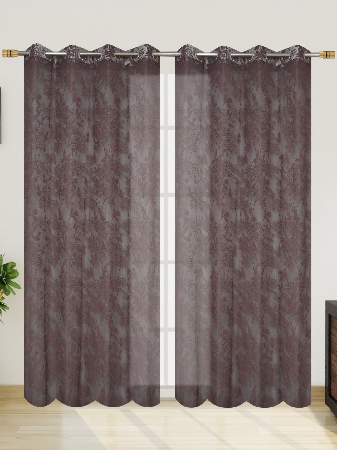

Galaxy Home Decor Purple Set of 2 Sheer Door Curtain