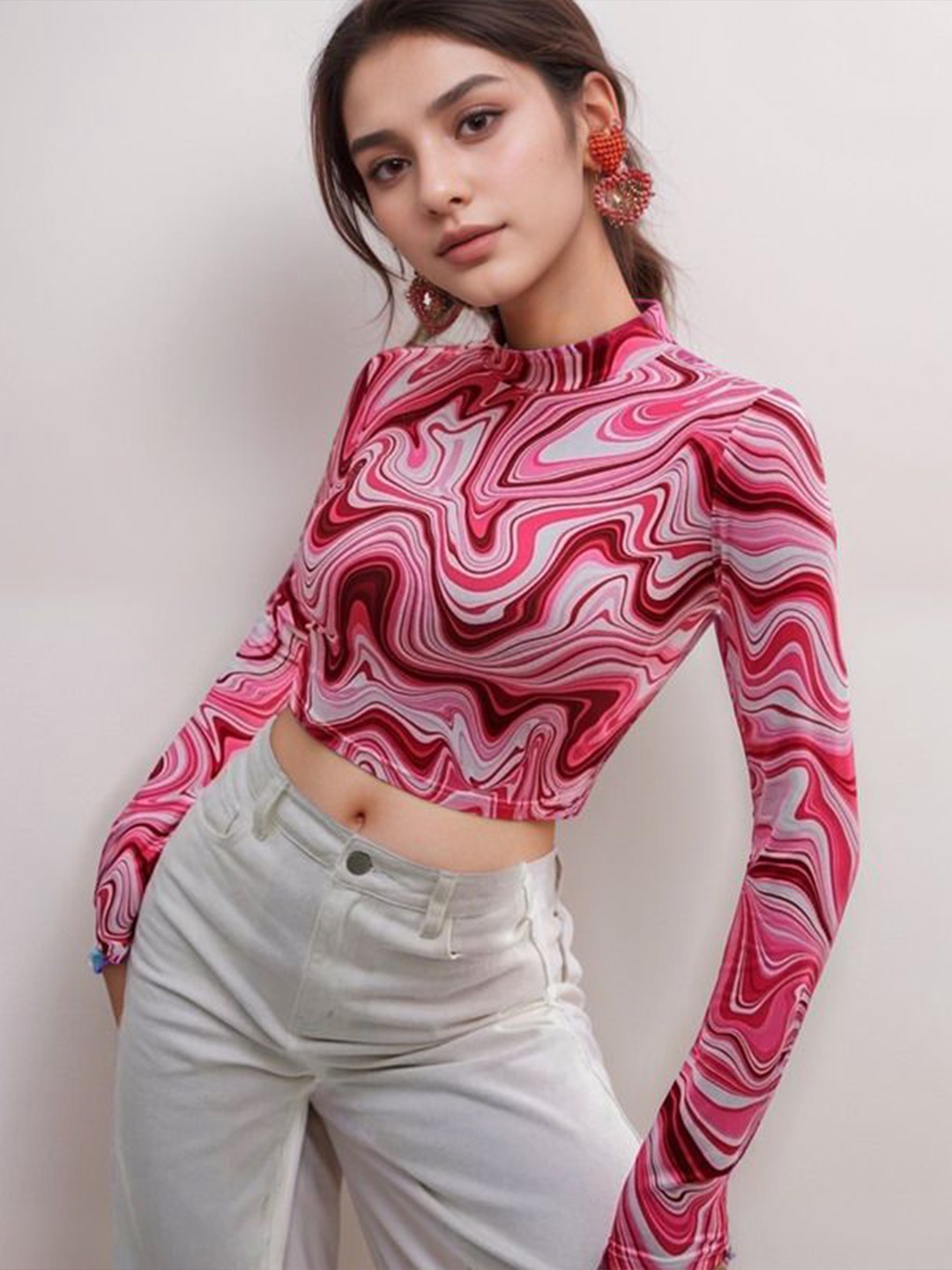 

NiloBerry Print Crop Top, Pink