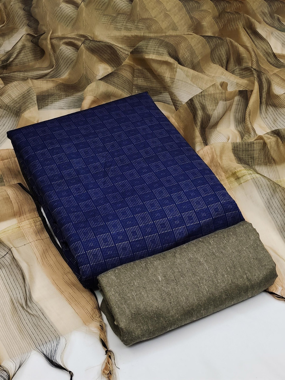 

SHADOW & SAINING Unstitched Dress Material, Blue