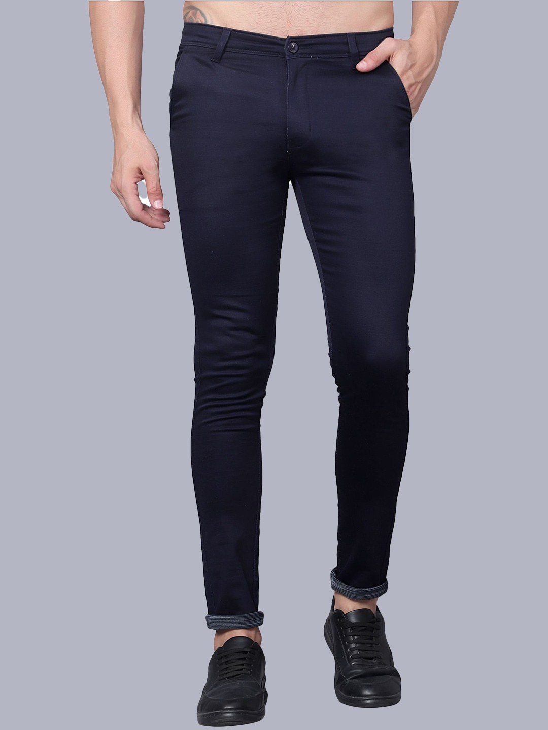 

Plounge Men Slim Fit Trousers, Blue