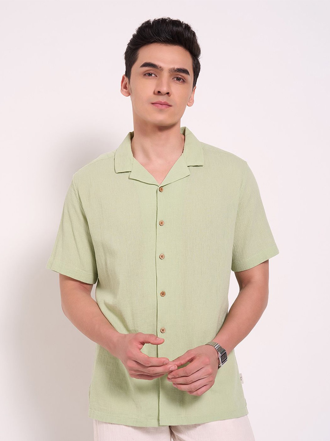 

7 Alt by Pantaloons Men Opaque Casual Shirt, Green