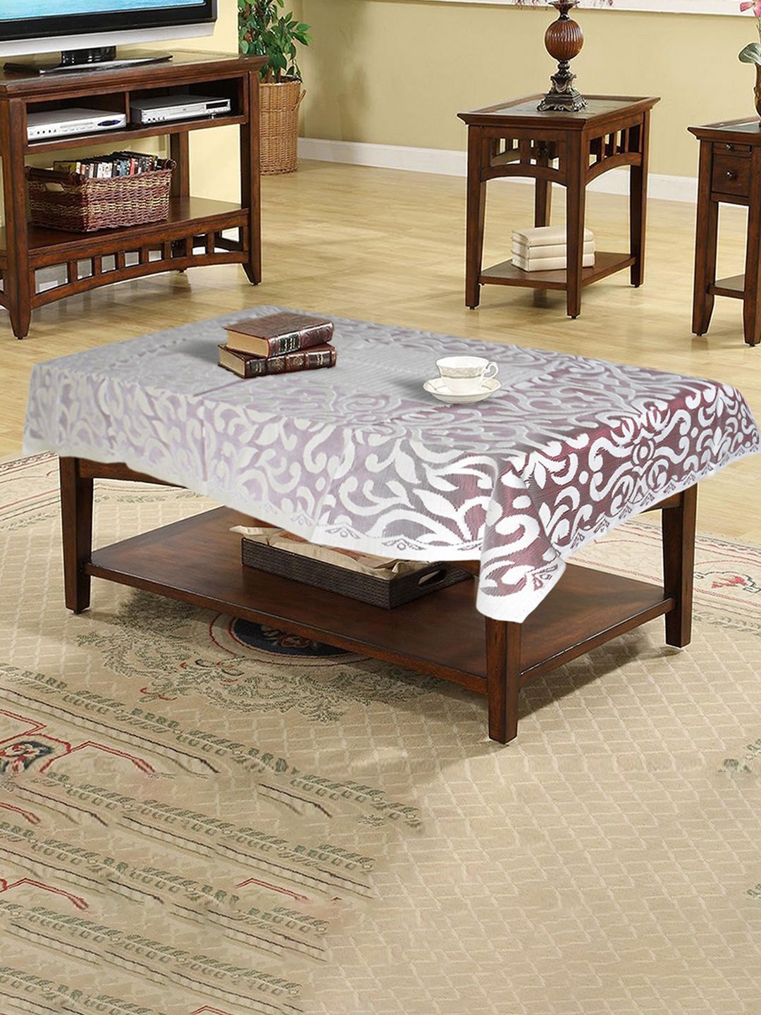 

Kuber Industries Maroon Floral Cotton 4-Seater Table Cover
