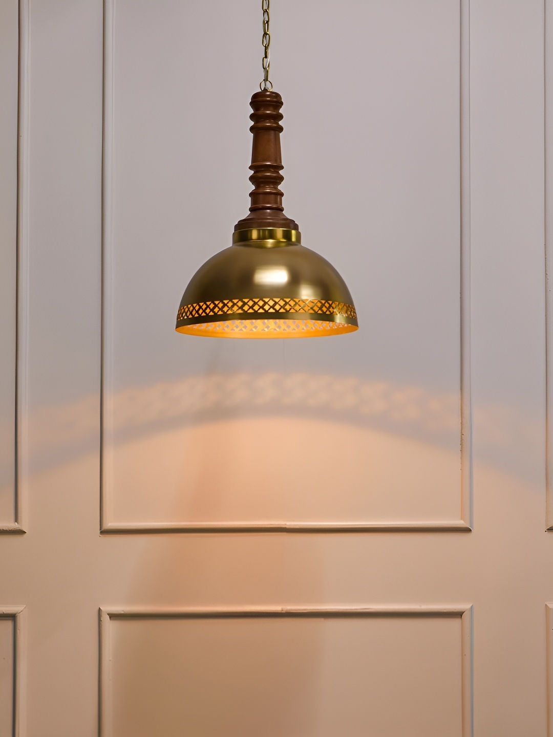 

Fabindia Gold-Toned Textured Ceiling Lamp