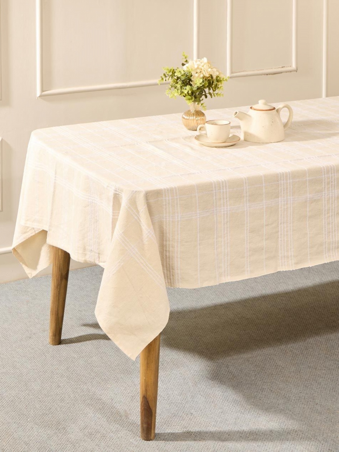 

Fabindia Beige Cotton 4-Seater Table Cover with Textured details