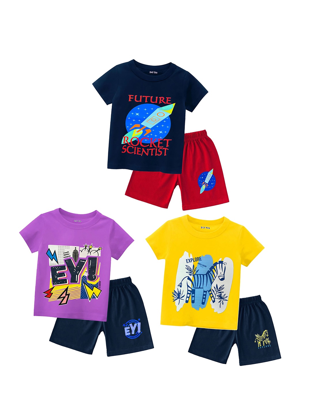 

BAESD Boys Printed T-shirt with Shorts, Yellow