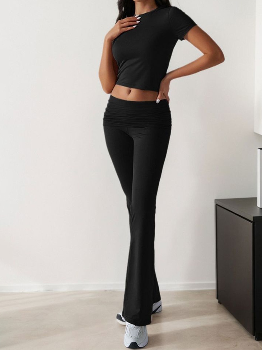 

LULU & SKY Round Neck Top With Trousers Co-Ords Set, Black