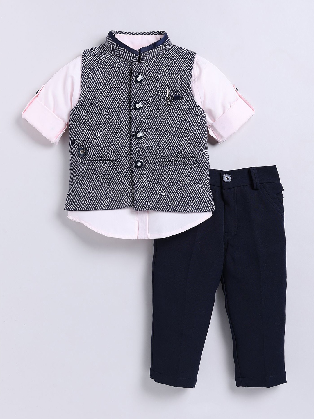 

LITTLE COLLARS Boys Shirt with Trousers, Navy blue