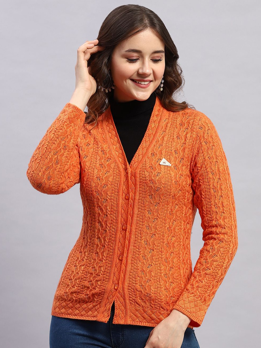

Monte Carlo Women Woollen Cardigan, Orange