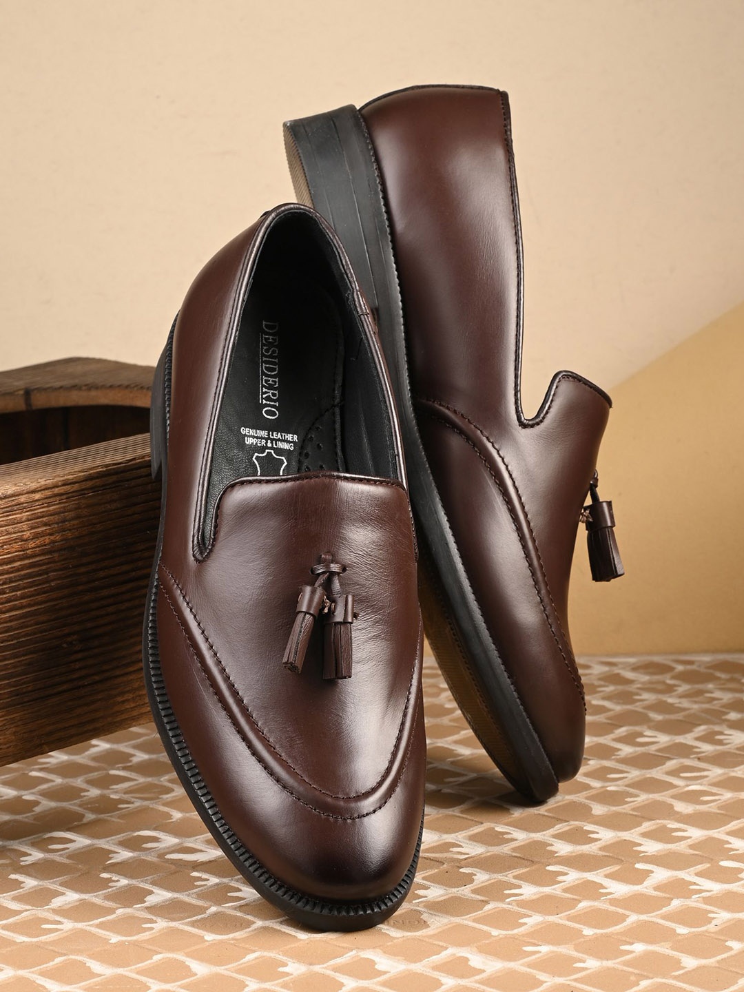

GALEX Men Leather Loafers, Brown