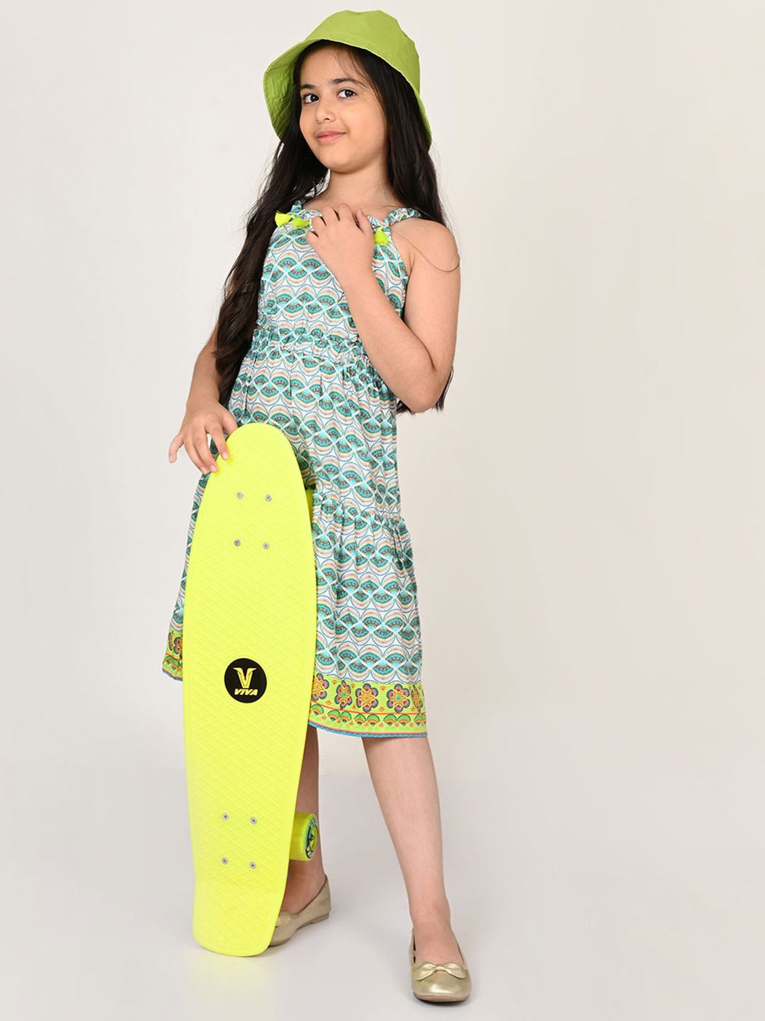 

LIL DRAMA Print A-Line Dress, Green