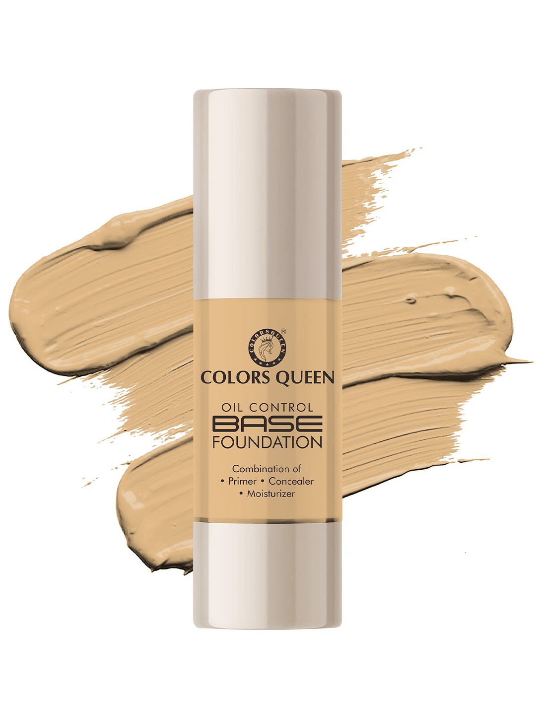 

Colors Queen Oil Control Base Foundation With Primer - 30 ml - Natural Almonds - 04, Camel brown