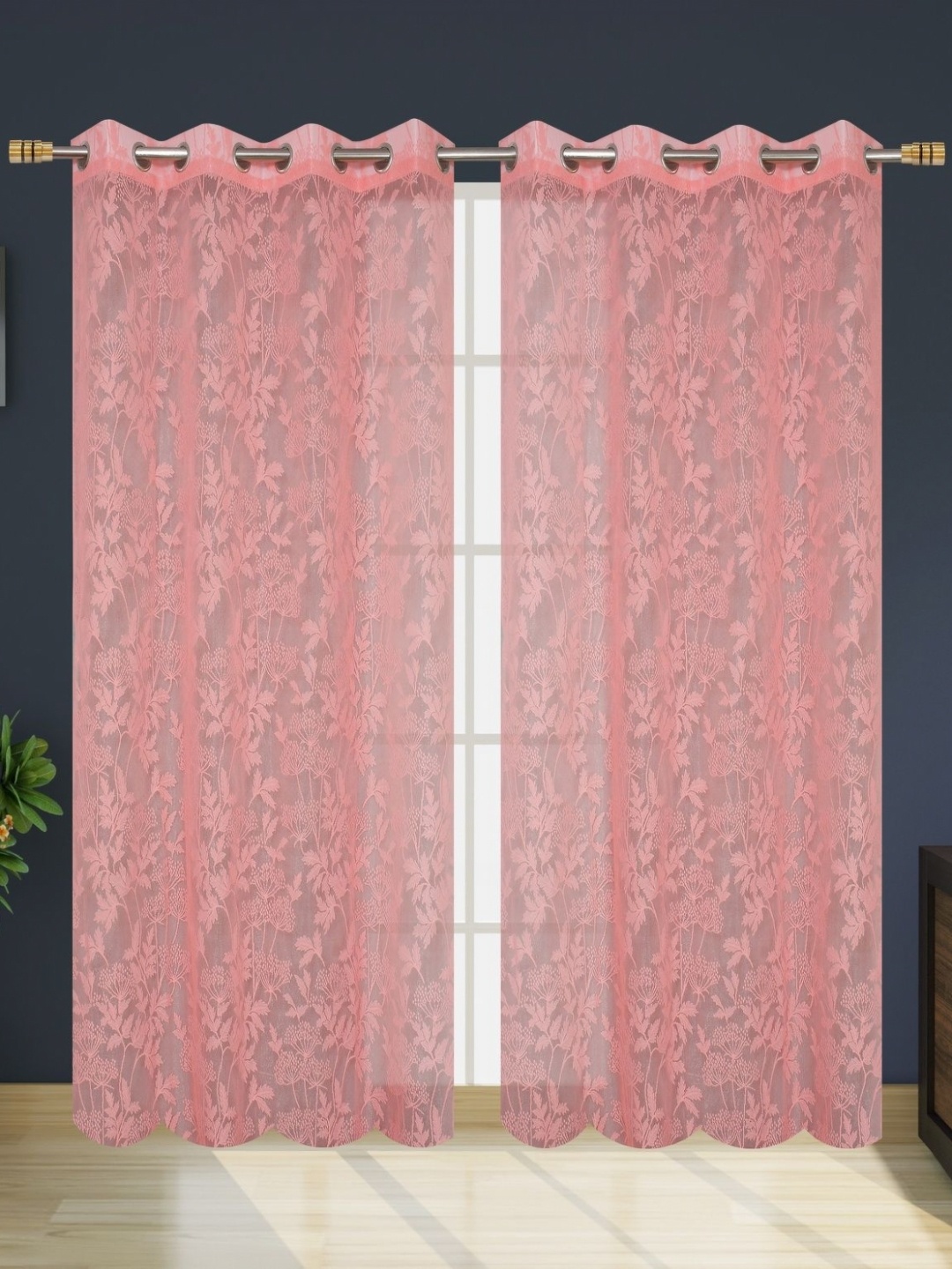 

Galaxy Home Decor Pink Set of 2 Sheer Door Curtain
