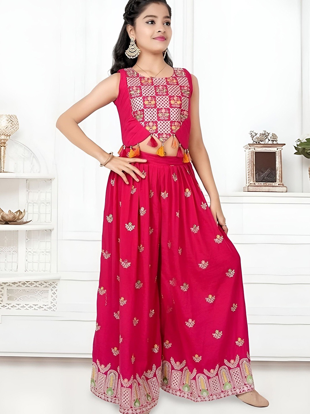 

BAESD Girls Top with Palazzos, Red