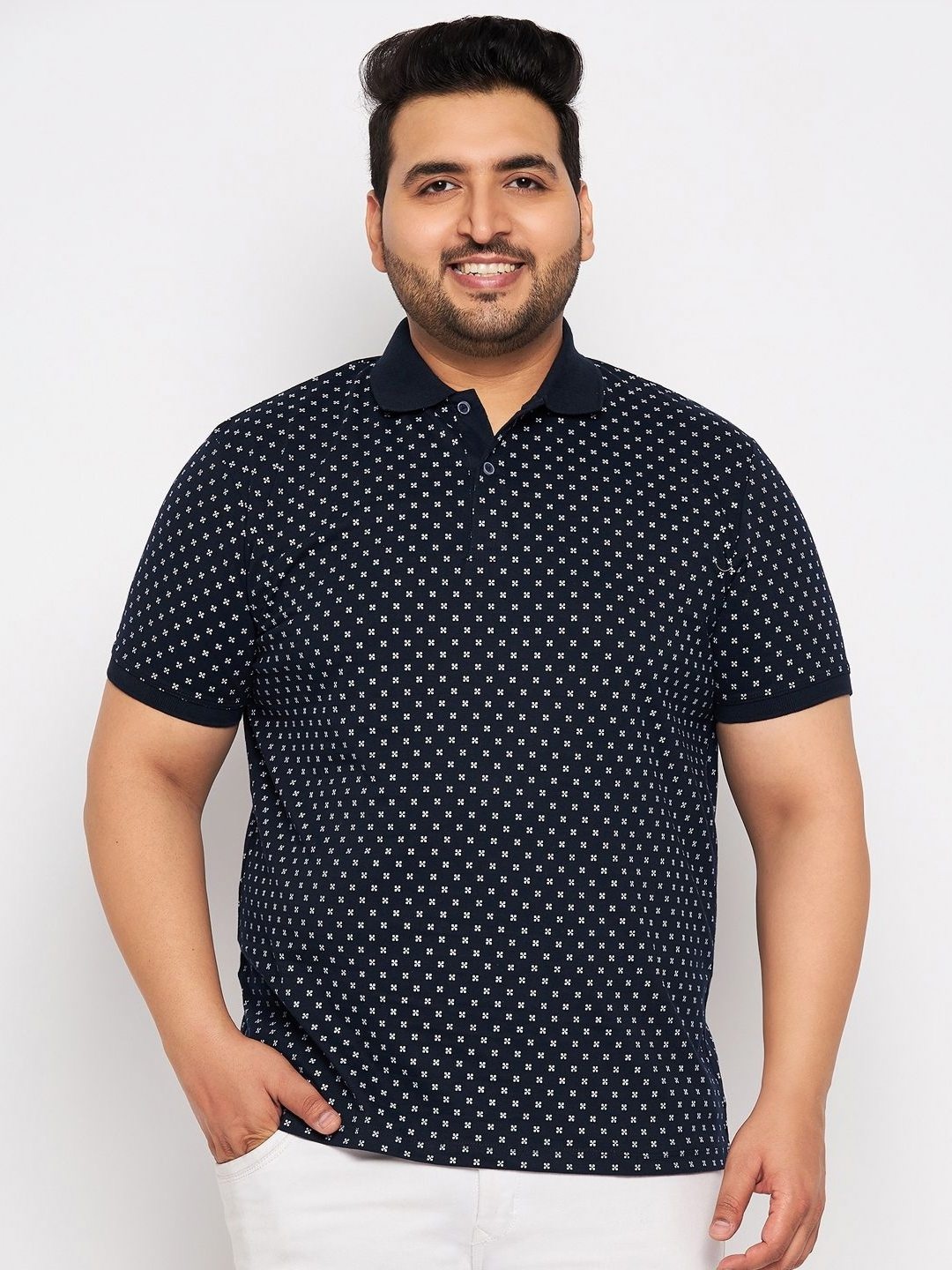 

Sztori Men Printed Polo Collar Pockets T-shirt, Navy blue