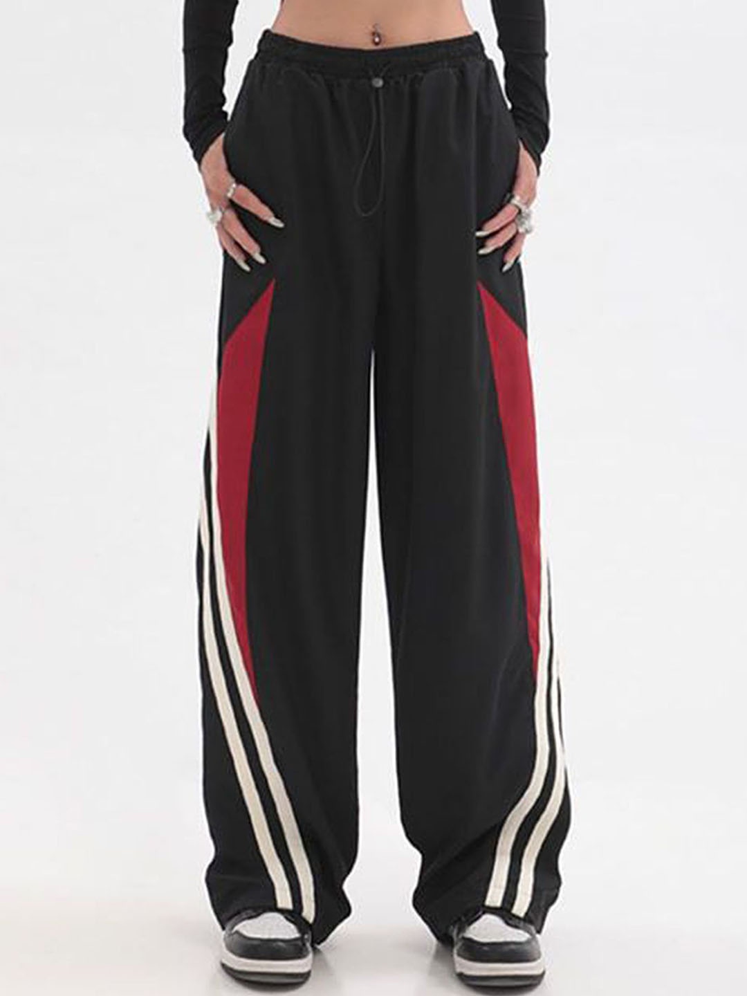 

LULU & SKY Women Straight Fit High-Rise Trousers, Black