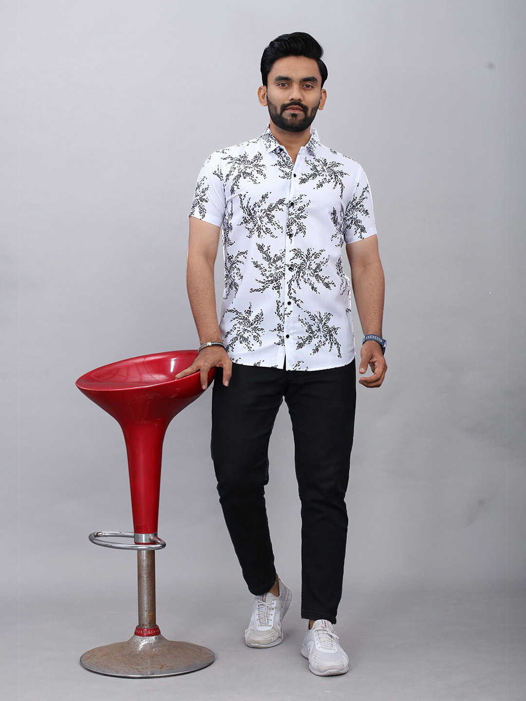 

FABRIPPLE Men Classic Opaque Printed Casual Shirt, Black