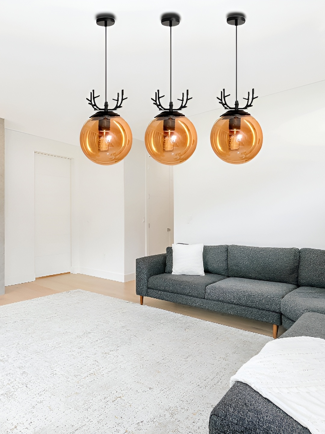 

GAUVIK Black & Brown Glass Ceiling Lamp