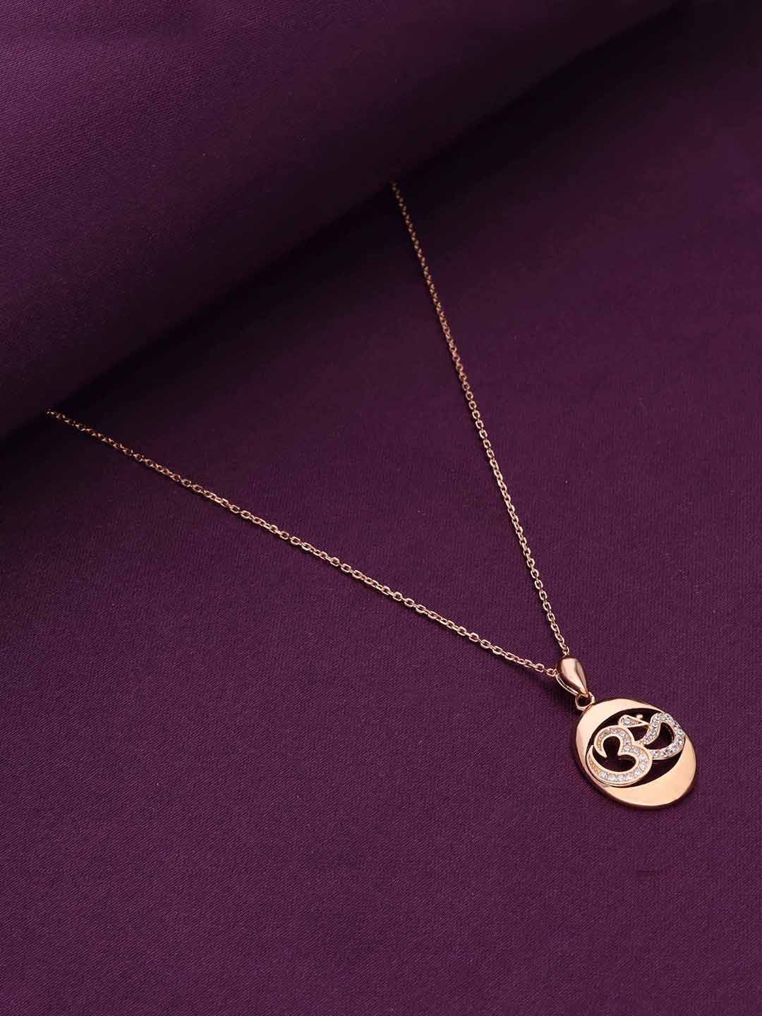 

KAI JEWEL Rose Gold-Plated Stone-Studded Pendants With Chains
