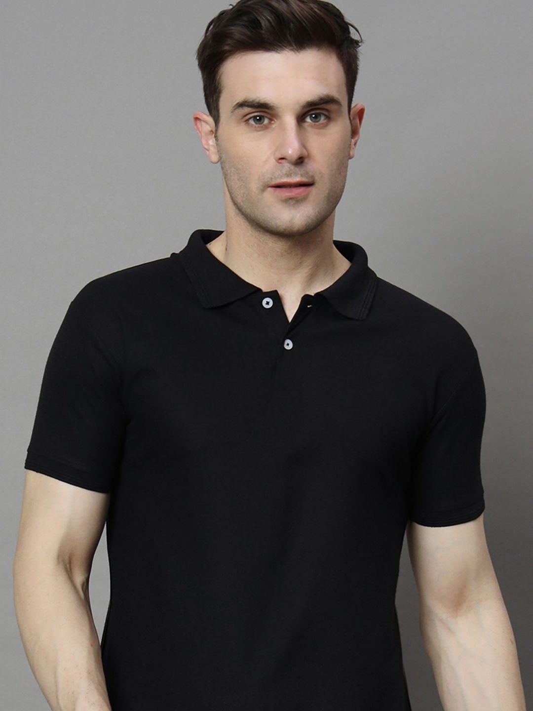 

SZN Men Polo Collar Pockets T-shirt, Black