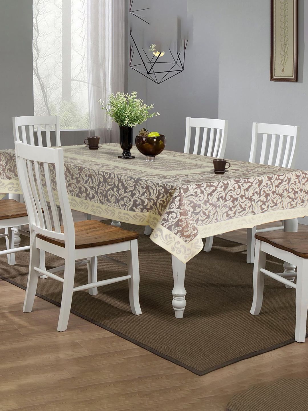 

Kuber Industries Maroon Floral Cotton 6-Seater Table Cover