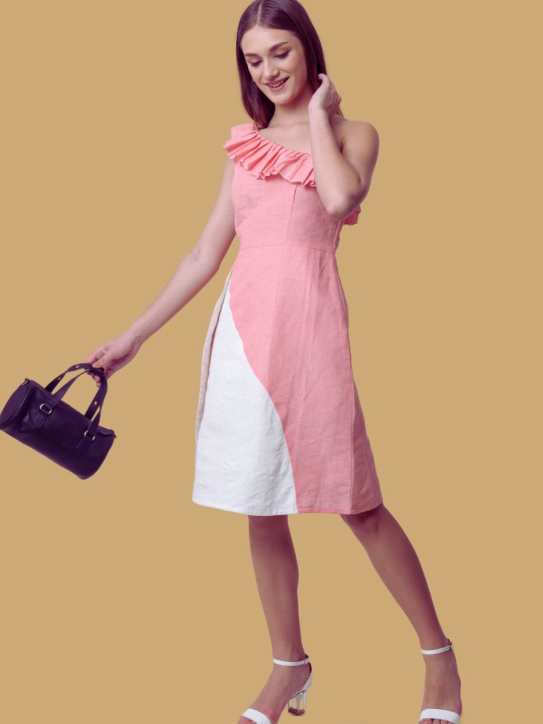 

FOSFUR Colourblocked Organic Cotton Sheath Dress, Pink