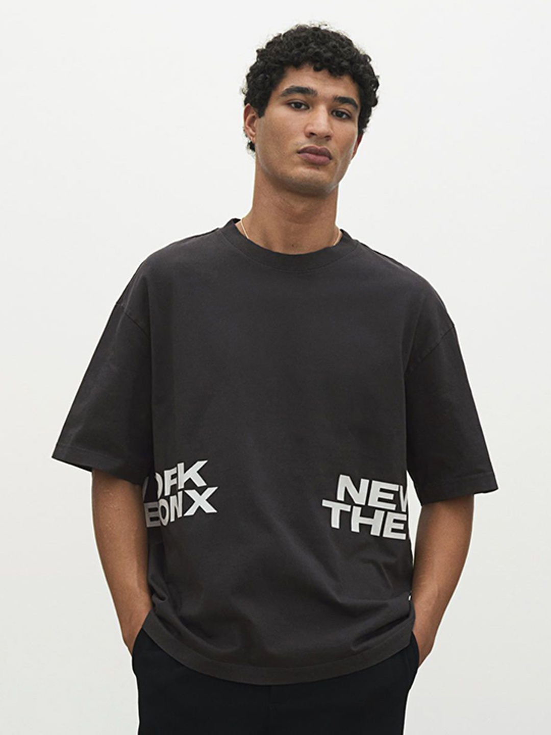 

H&M Loose Fit Washed T-Shirt, Grey