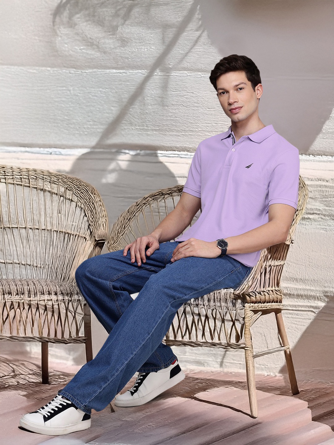 

Nautica Polo Collar Pure Cotton T-shirt, Lavender