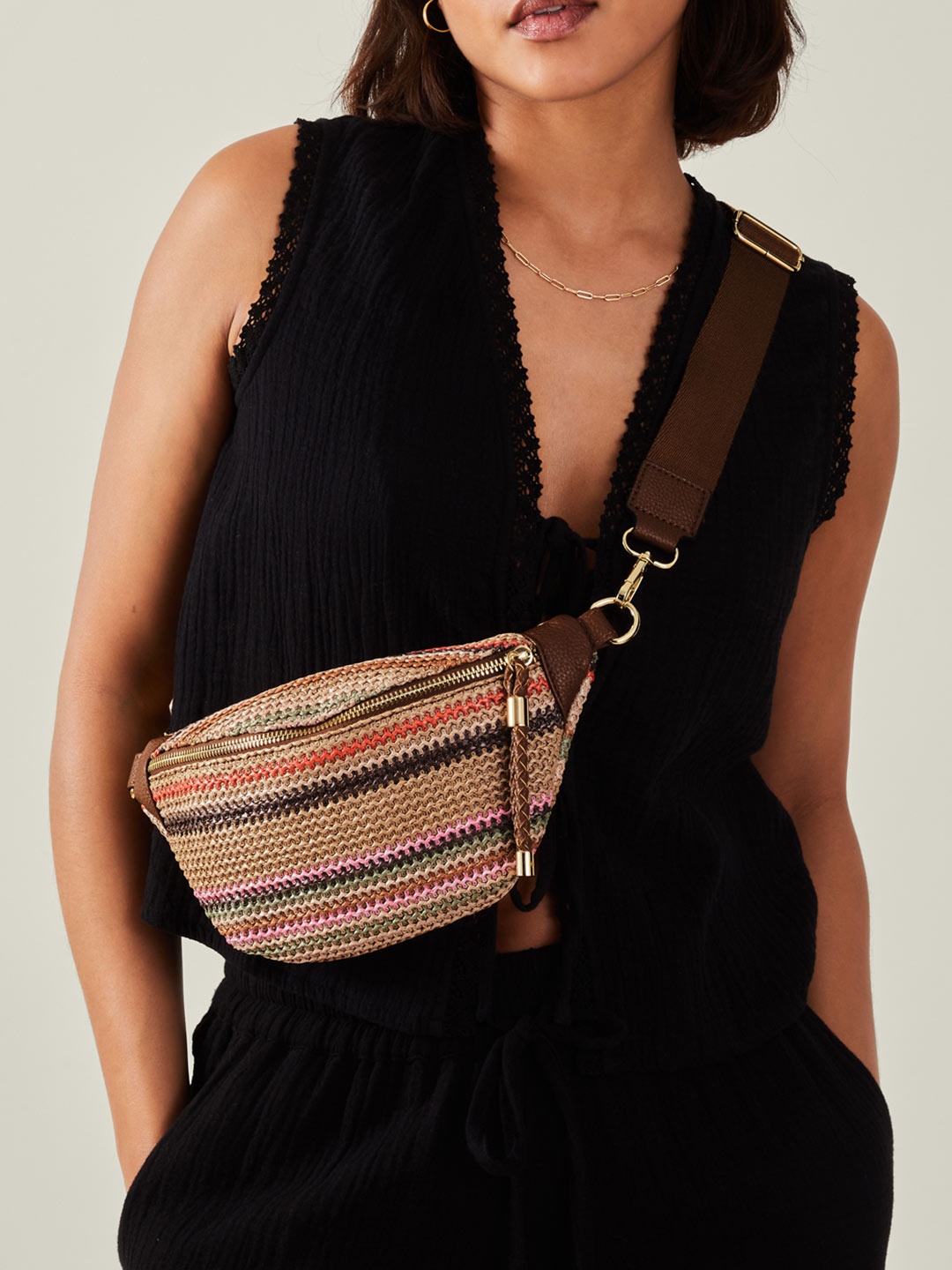

Accessorize PU Structured Sling Bag, Multi