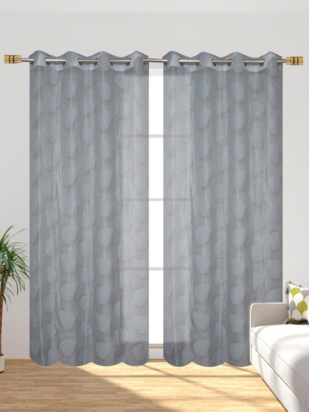 

Galaxy Home Decor Grey Set of 2 Sheer Window Curtain