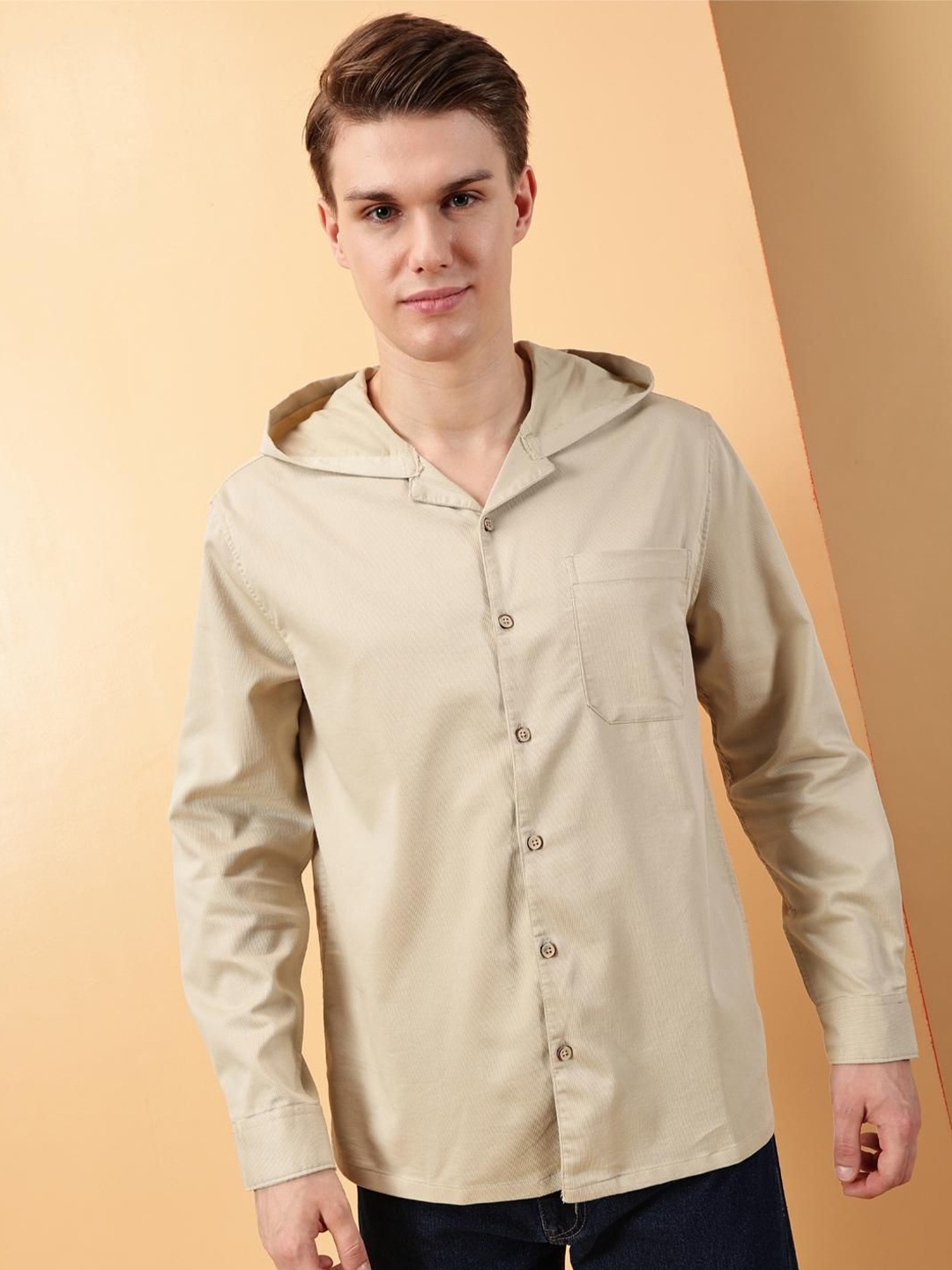 

VALEN CLUB Men Opaque Casual Shirt, Beige