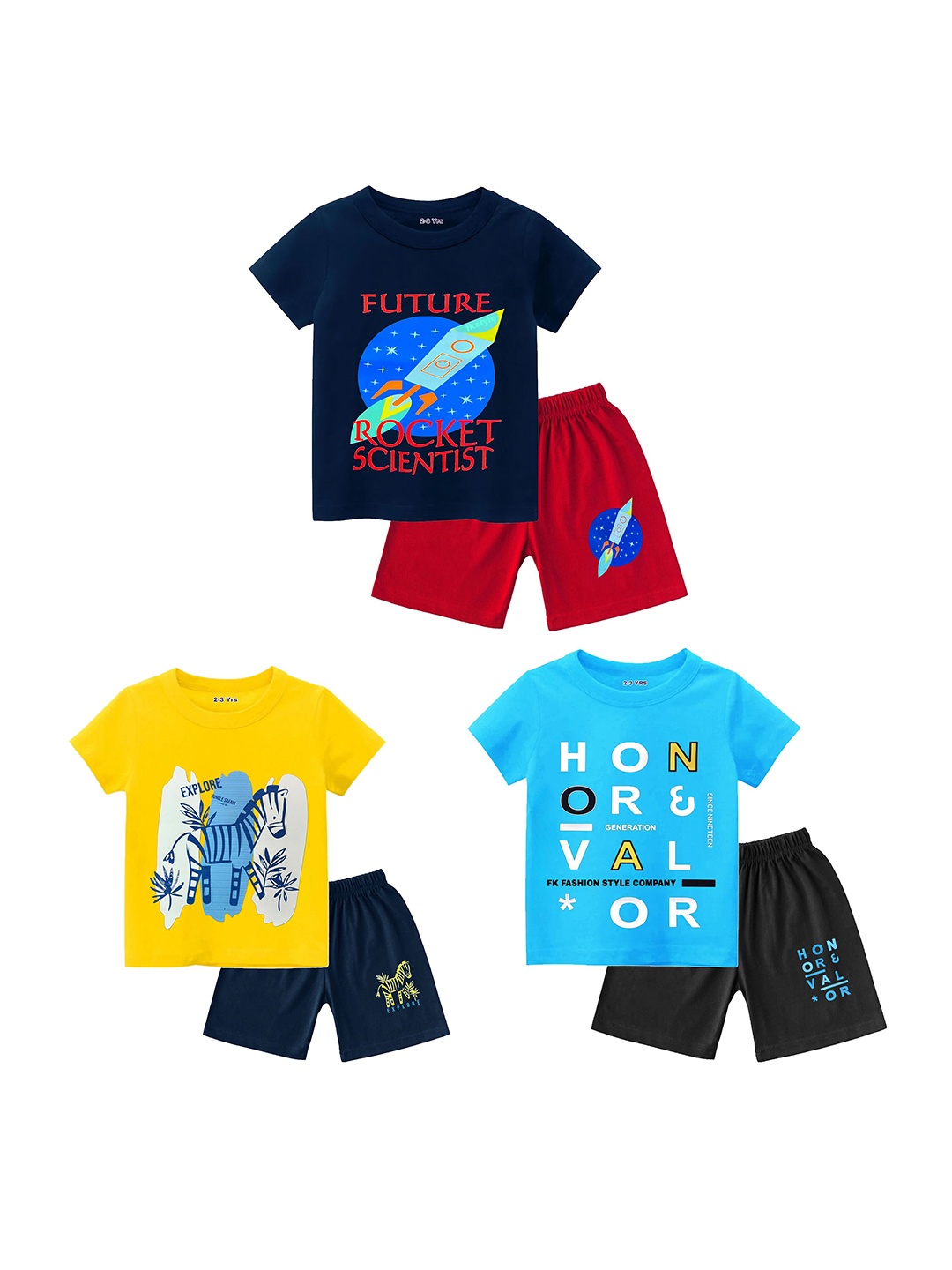 

BAESD Boys Printed T-shirt with Shorts, Yellow
