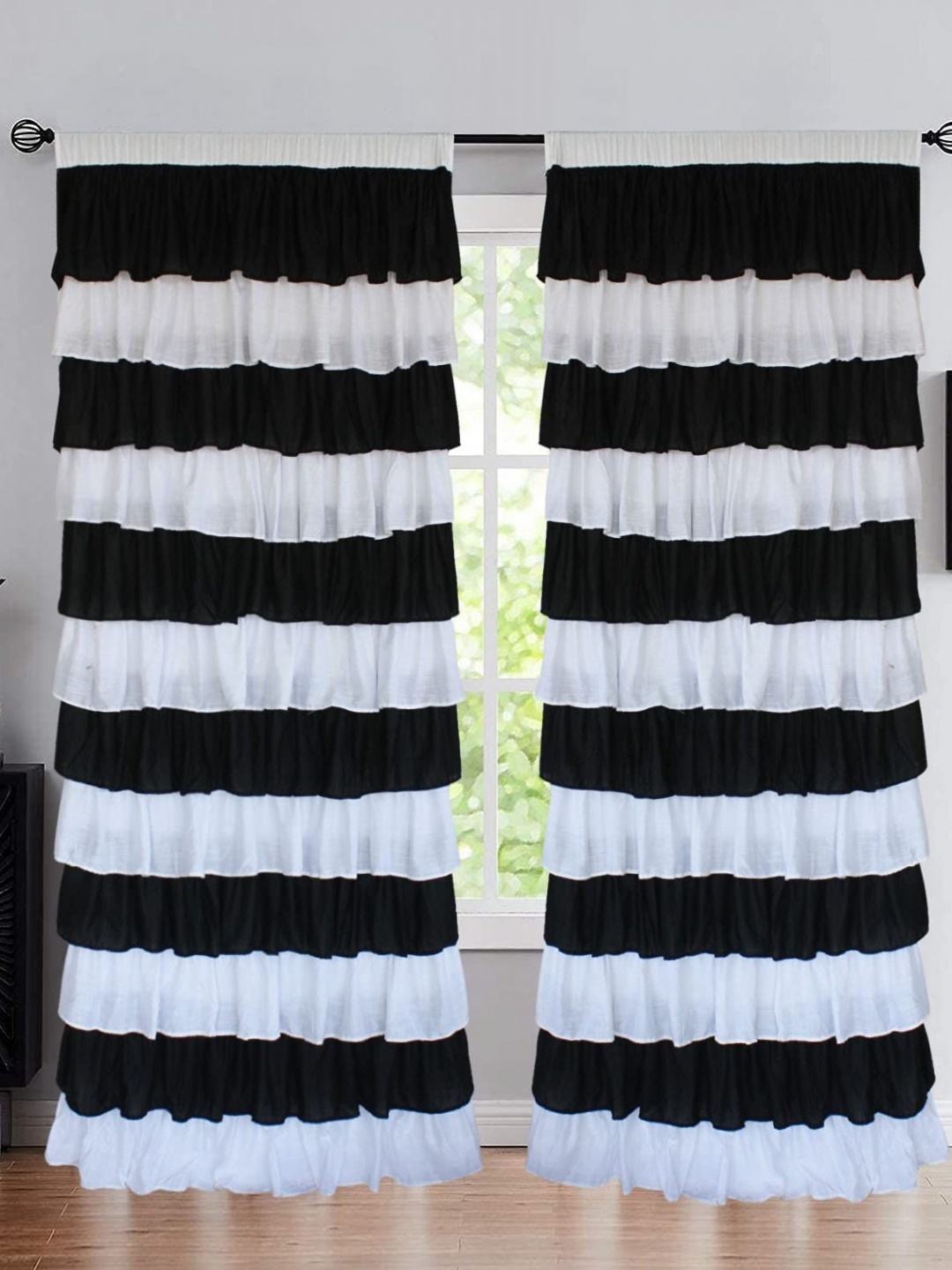 

Dekor World Multicoloured Set of 2 Sheer Long Door Curtain, Multi