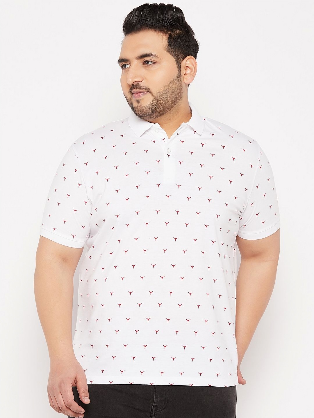 

Sztori Men Printed Polo Collar T-shirt, White
