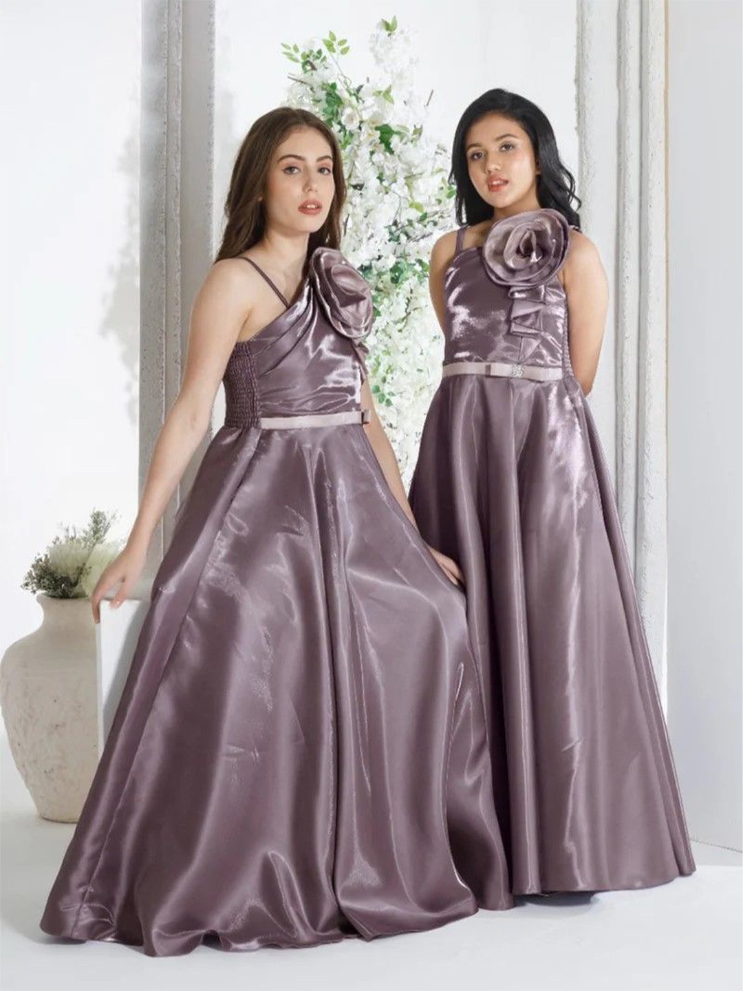 

BAESD Embellished Halter Neck Satin Maxi Dress, Mauve