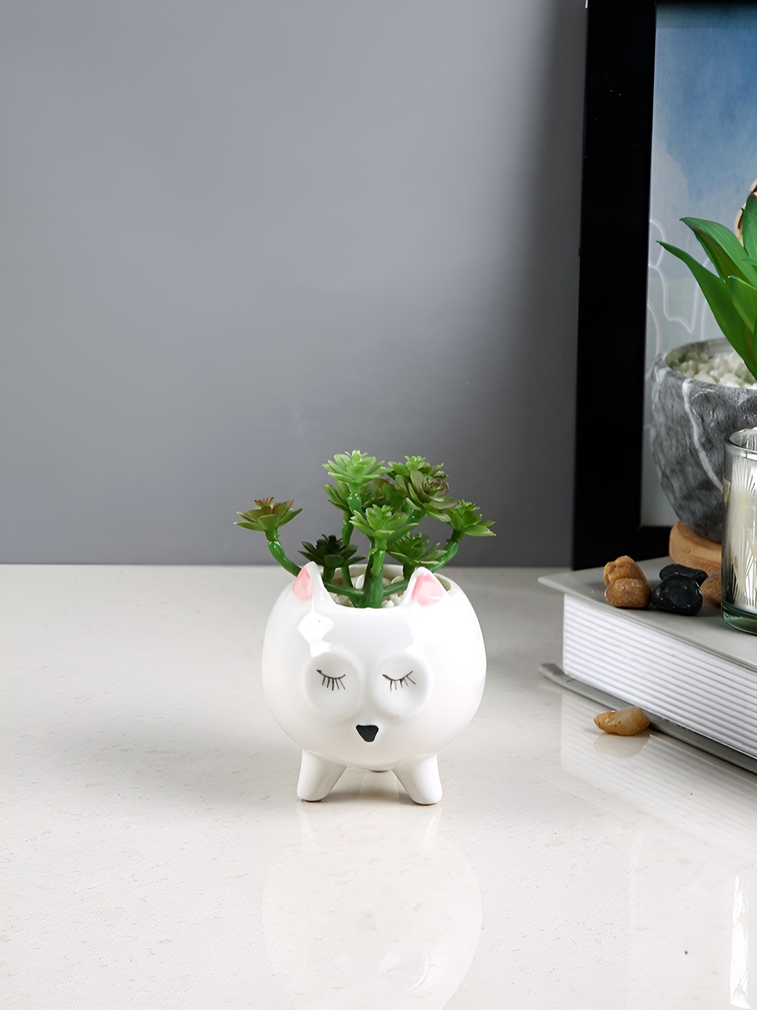 

TAYHAA White 1 Pieces Succulent Artificial Plant With Pot