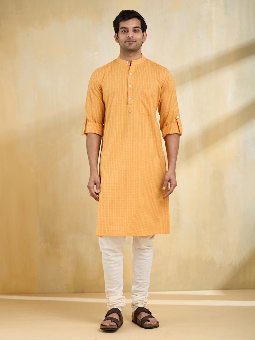 

Fabindia Men Gotta Patti Kurta, Yellow