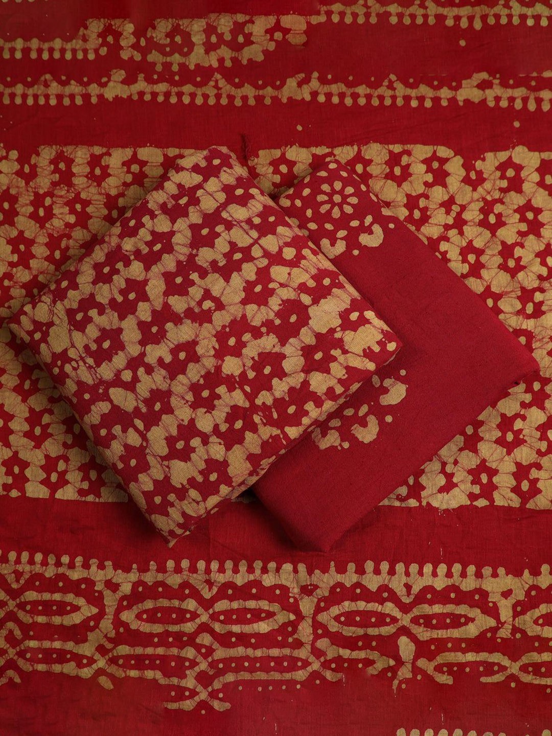 

iTokri Pure Cotton Unstitched Dress Material, Red