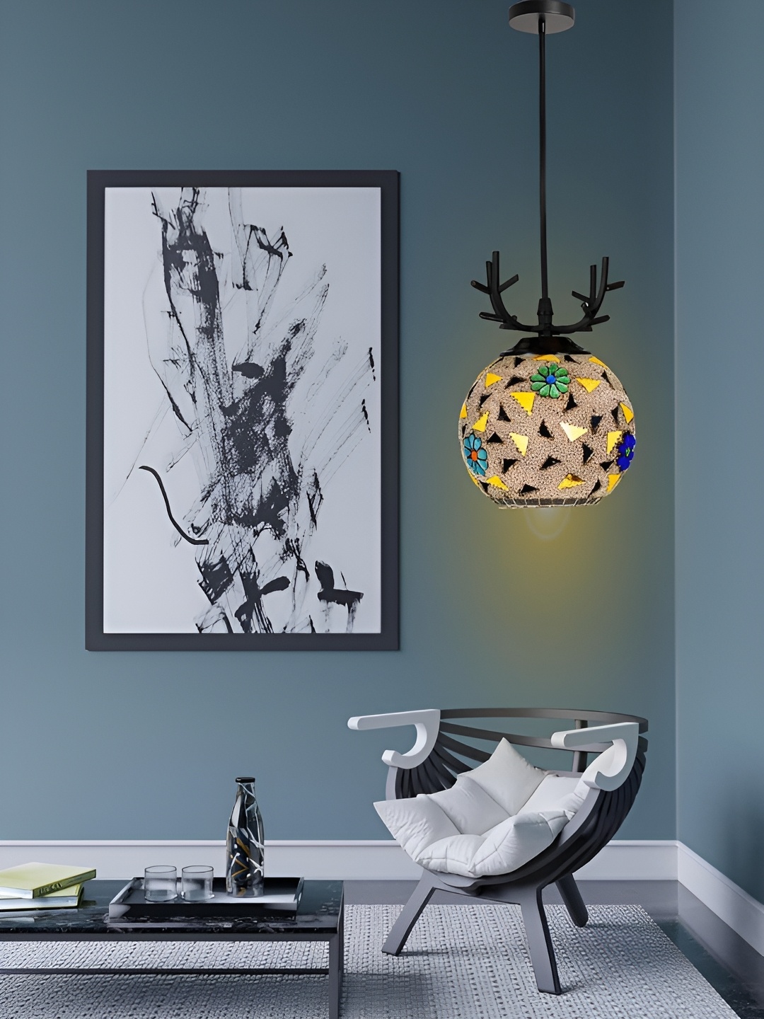 

GAUVIK Black & Green Printed Ceiling Lamp