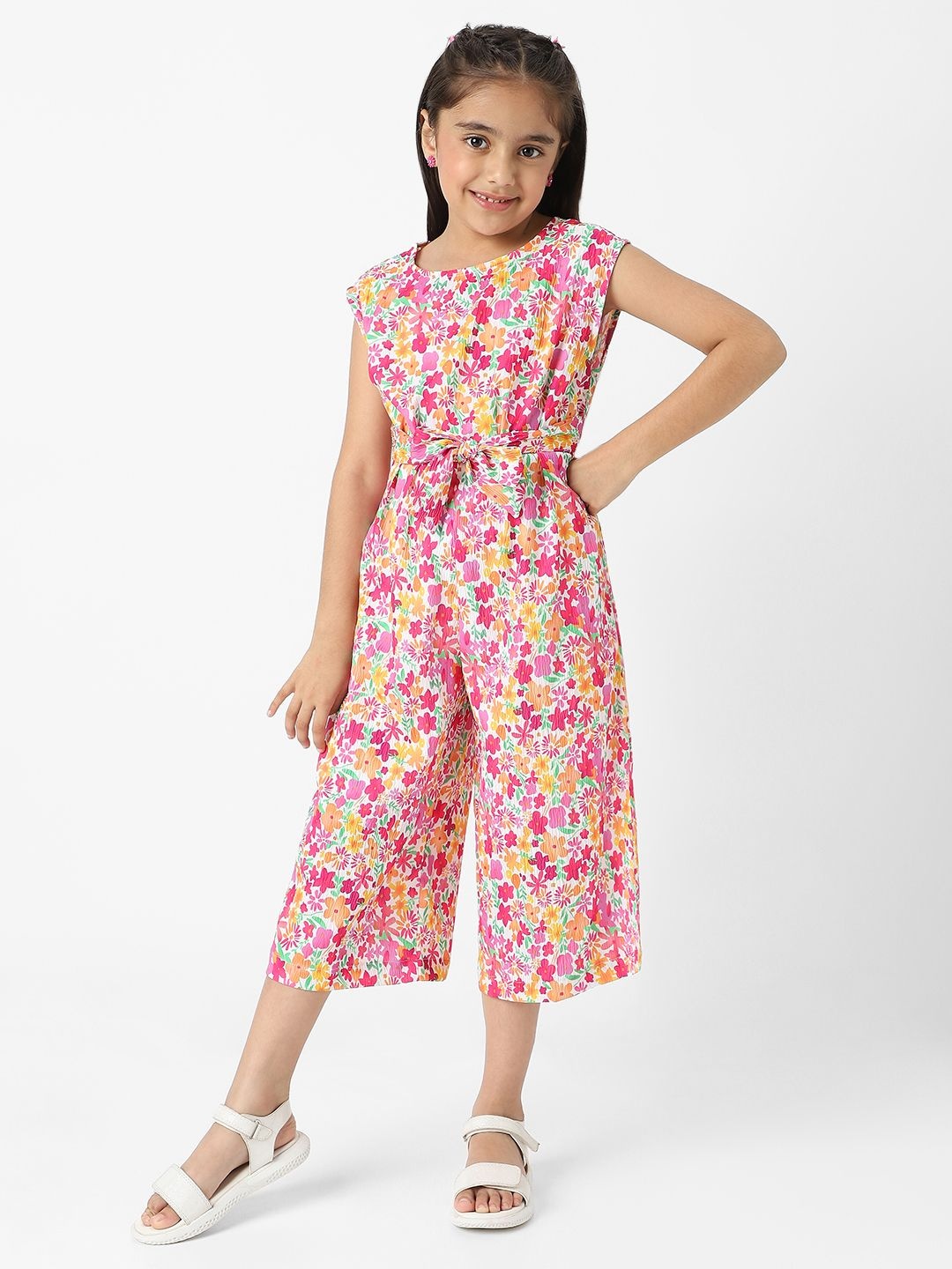 

Nauti Nati Girls Printed Capri Jumpsuit, White