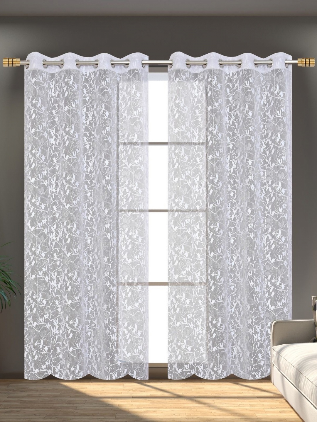 

Galaxy Home Decor White Set of 2 Sheer Long Door Curtain