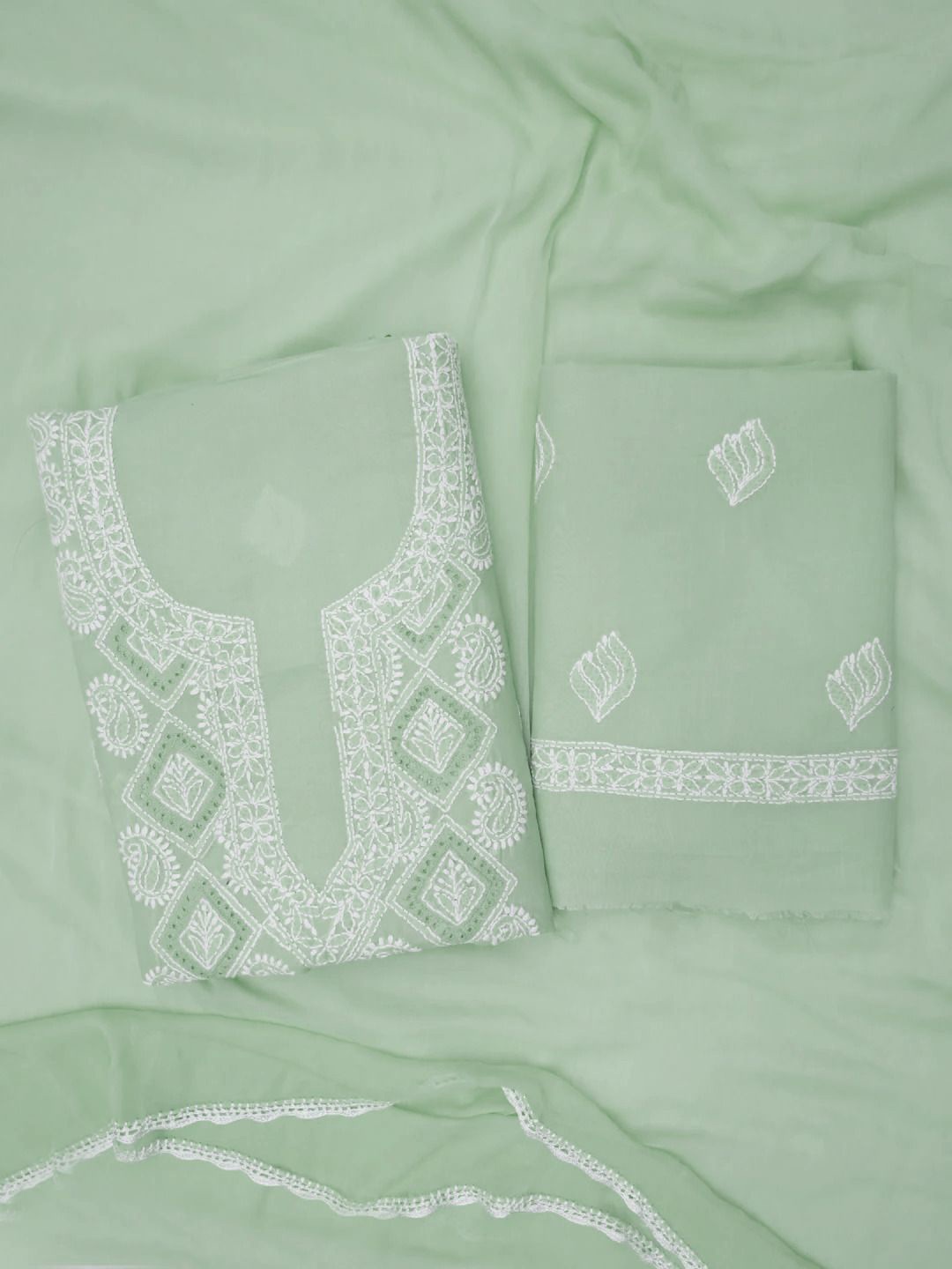 

PARAMOUNT CHIKAN Embroidered Unstitched Dress Material, Green