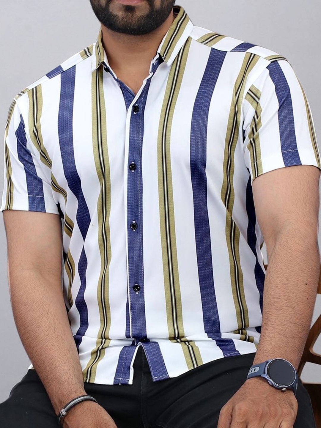 

FABRIPPLE Men Classic Opaque Printed Casual Shirt, White