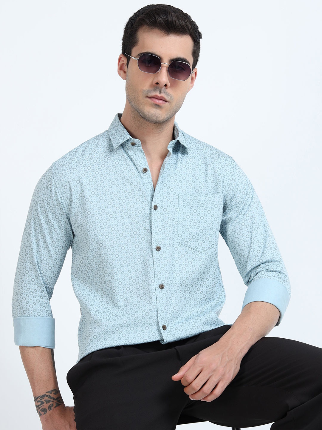

MYLANA Men Slim Fit Opaque Printed Casual Shirt, Multi