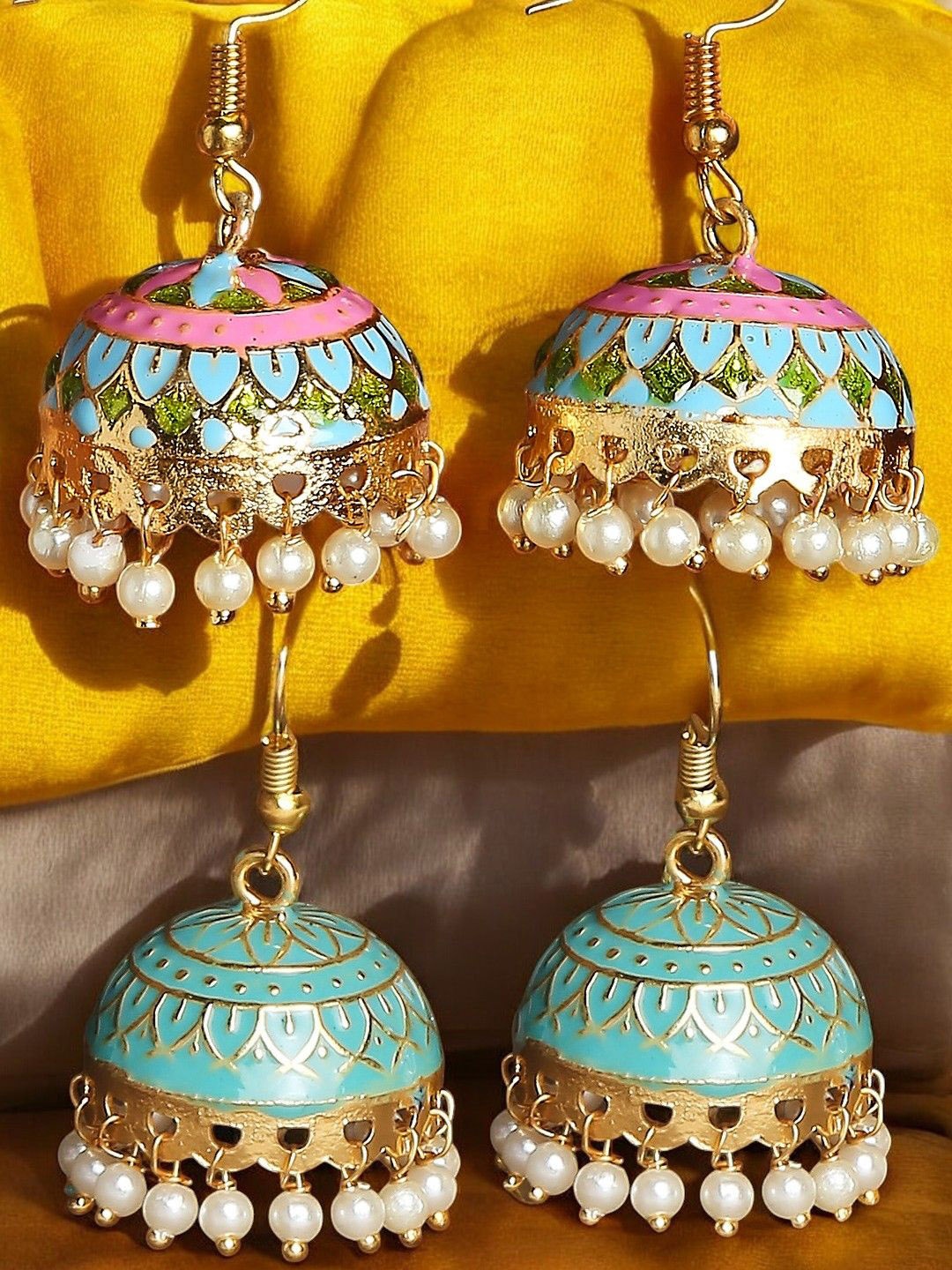 

OOMPH Dome Shaped Jhumkas Earrings, Pink