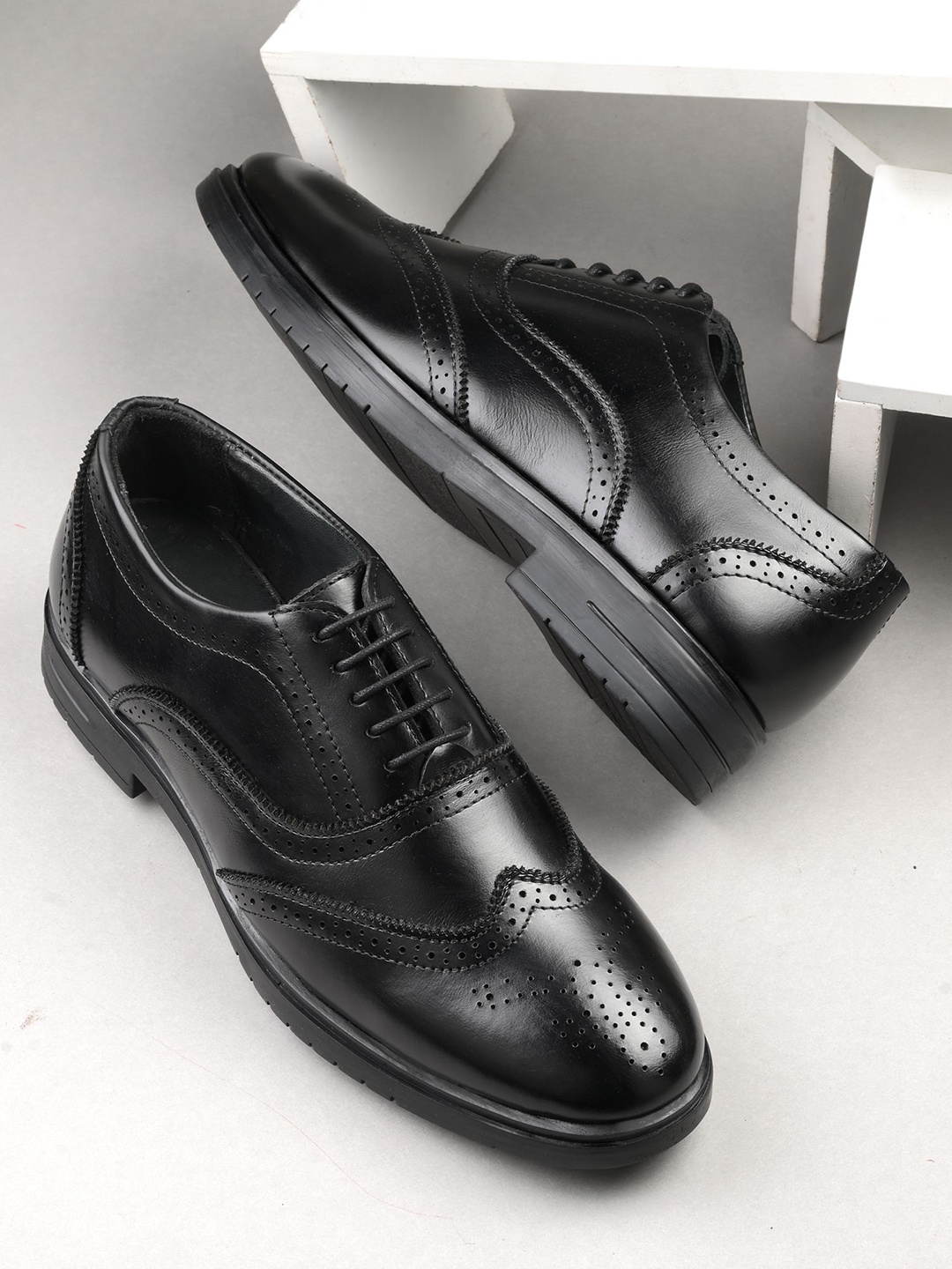 

GALEX Men Leather Derbys, Black